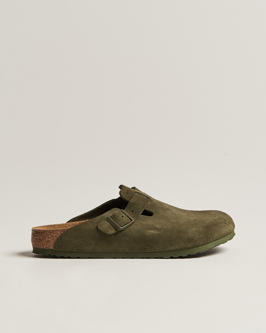 Heren | Sandalen slides | BIRKENSTOCK | Boston Classic Footbed Thyme Green Suede