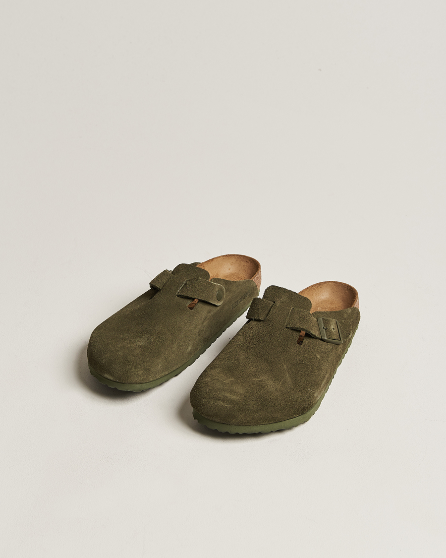 Heren | Sandalen slides | BIRKENSTOCK | Boston Classic Footbed Thyme Green Suede