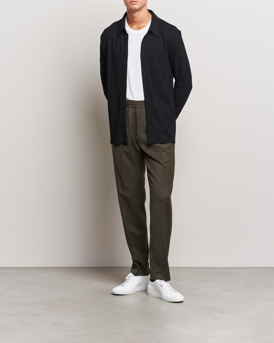 Heren | Broeken | Filippa K | Relaxed Terry Wool Trousers Dark Forest Green