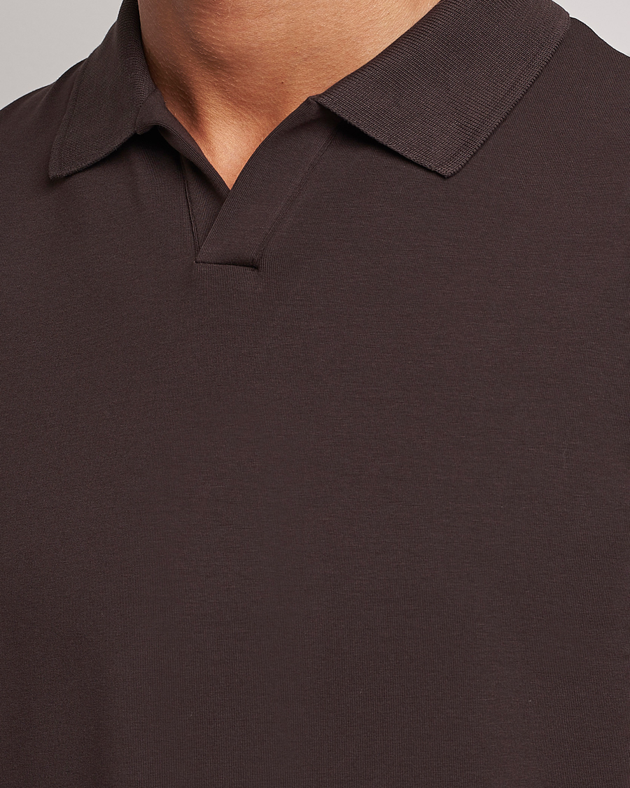 Heren | Polo's | Filippa K | Soft Lycra Polo T-Shirt Dark Chocolate