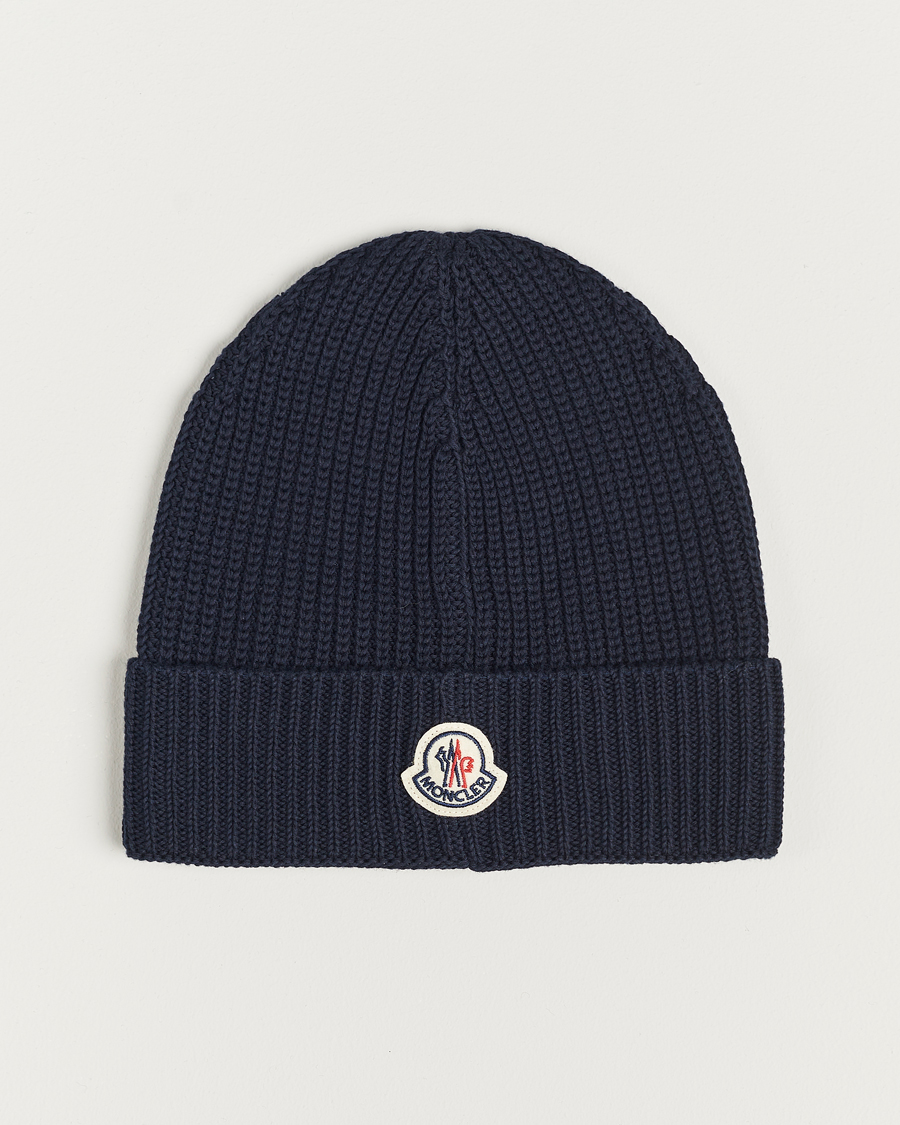 Heren | Moncler Logo Embossed Beanie Navy | Moncler | Logo Embossed Beanie Navy