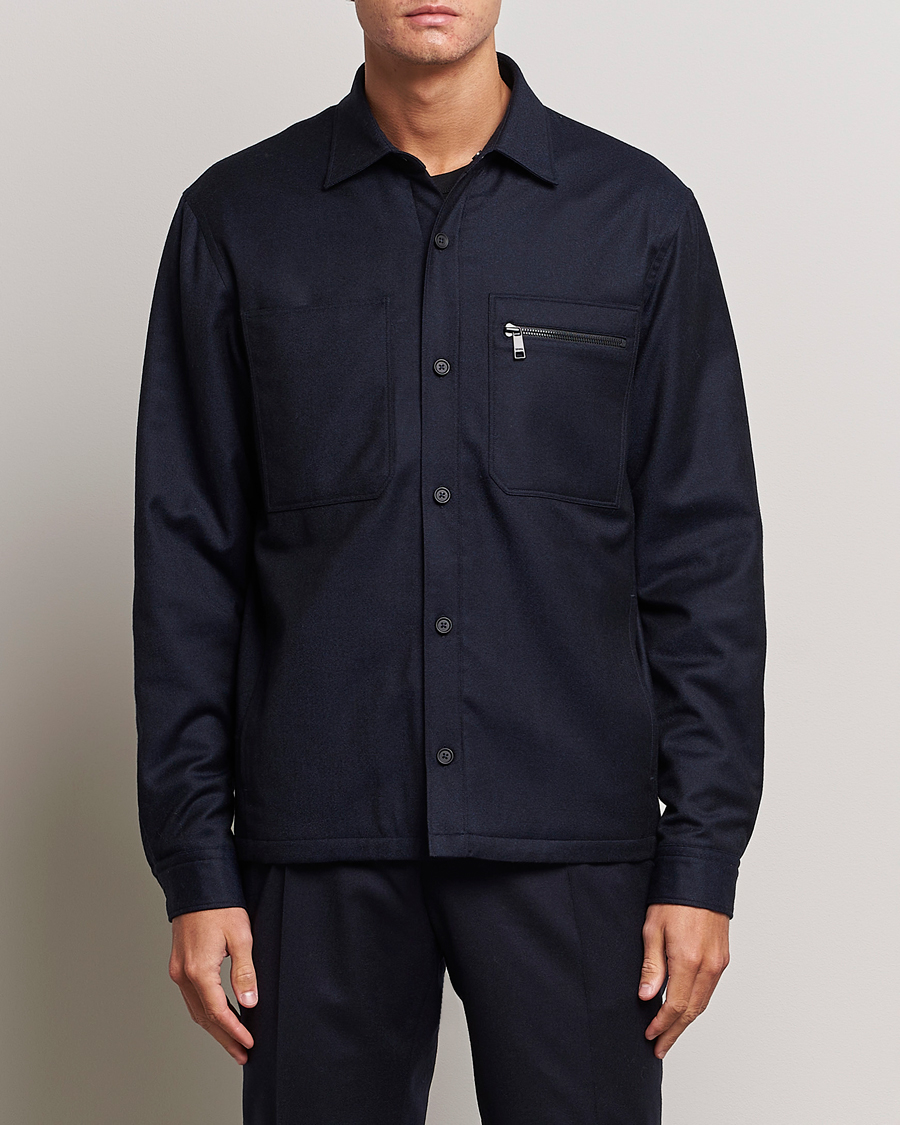 Heren | Zegna | Zegna | Techmerino Flannel Shirt Jacket Navy