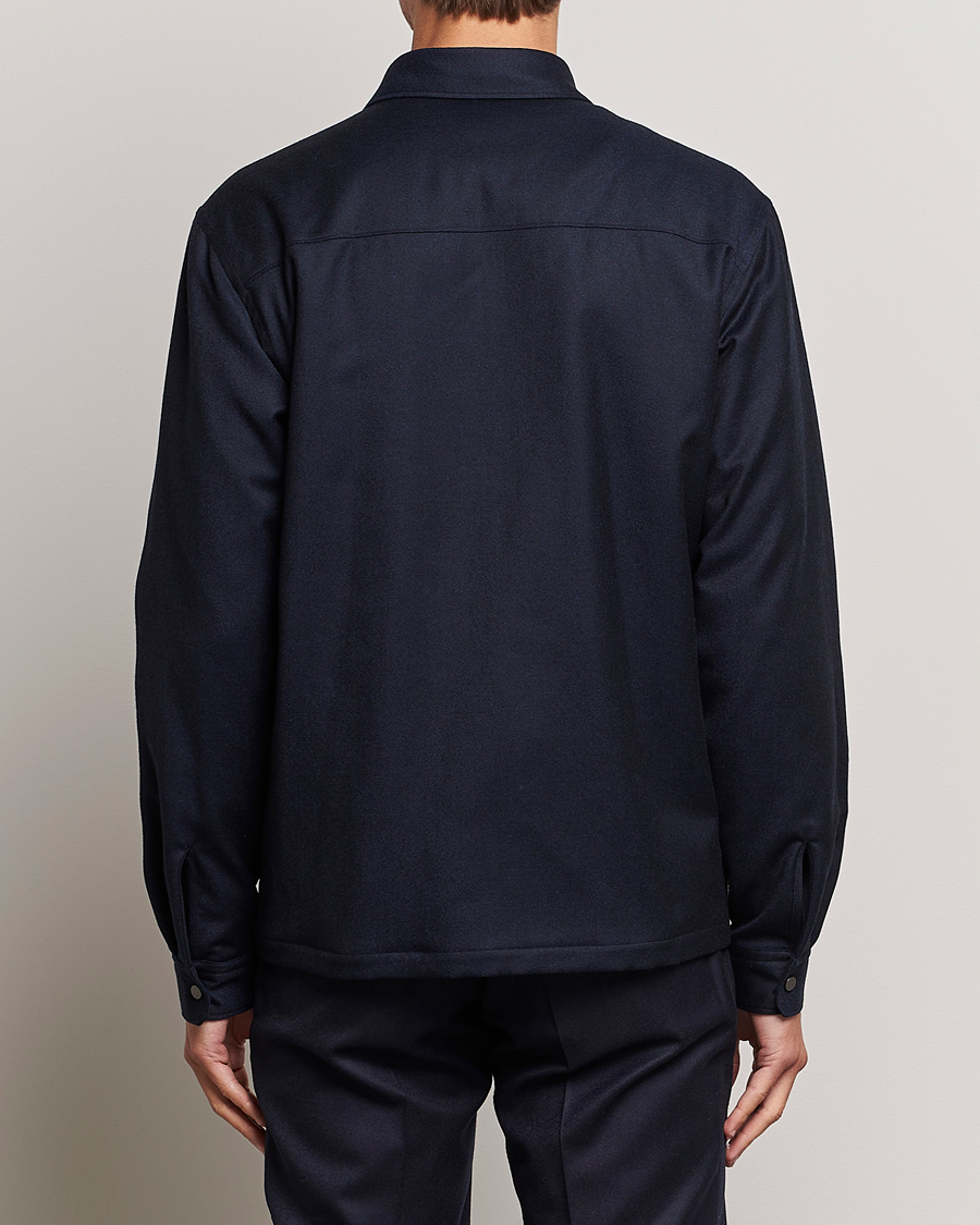 Heren | Jassen | Zegna | Techmerino Flannel Shirt Jacket Navy