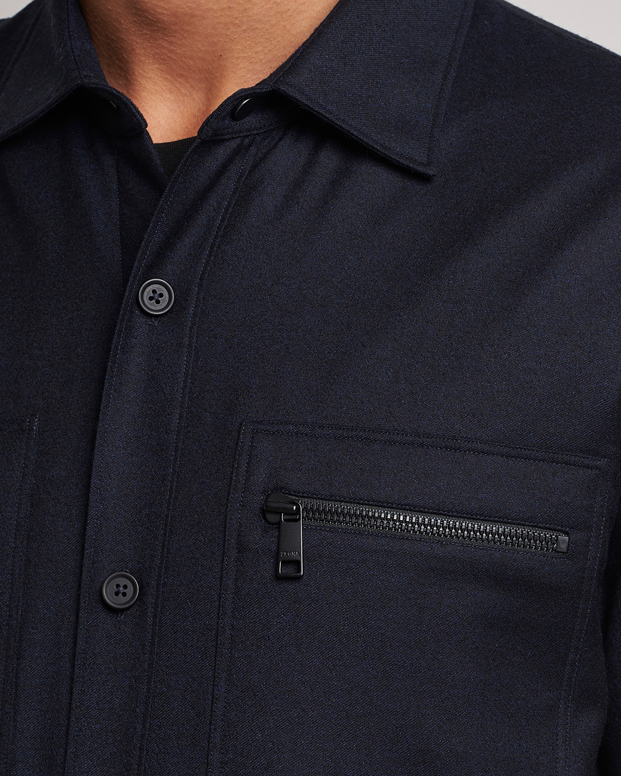 Heren | Jassen | Zegna | Techmerino Flannel Shirt Jacket Navy