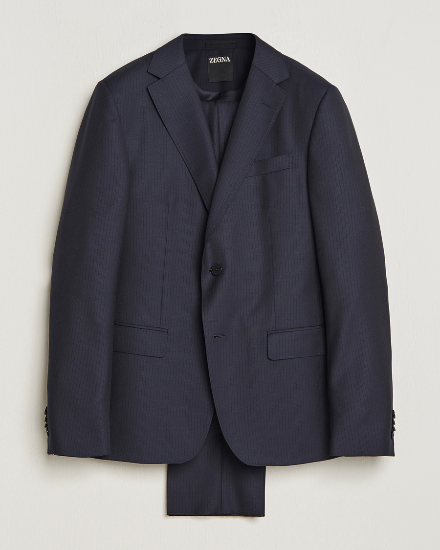 Heren | Pakken | Zegna | Tailored Tonal Stripe Wool Suit Navy