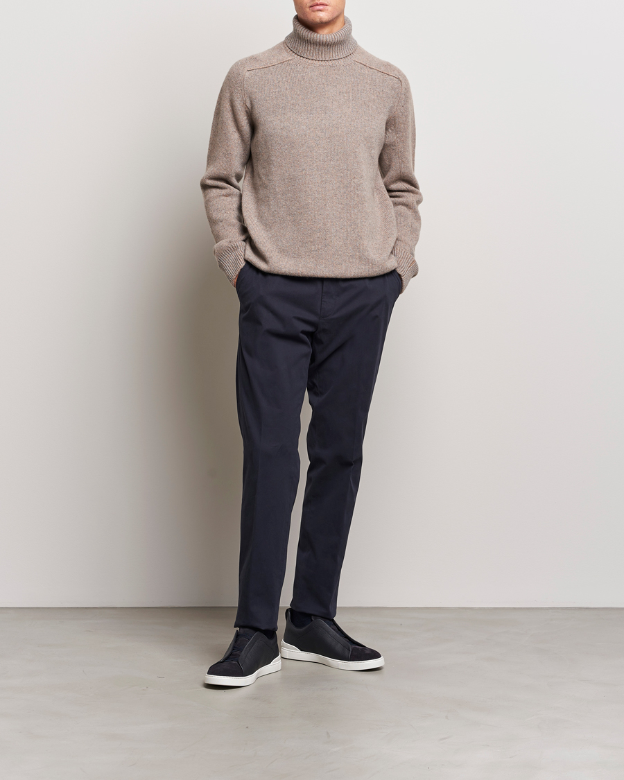 Heren | Truien | Zegna | 5 Gauge Cashmere Rollneck Beige Melange