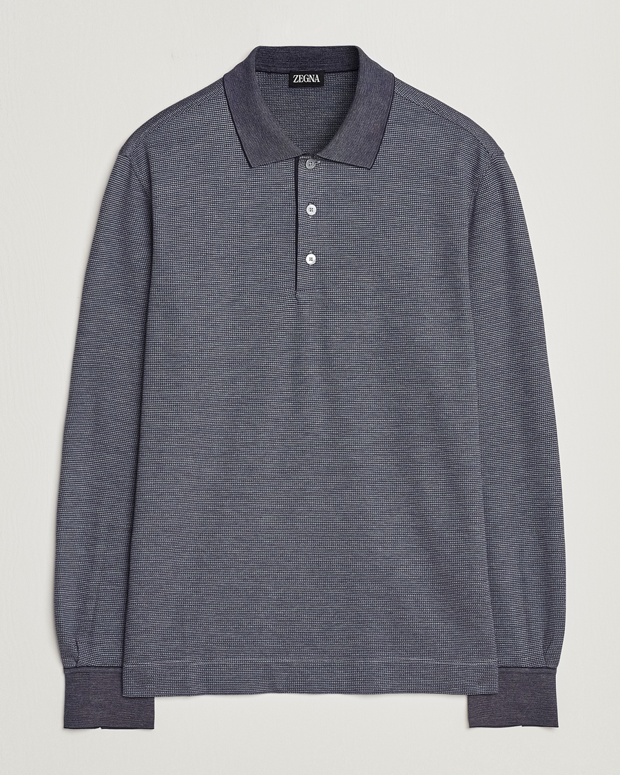 Heren | Truien | Zegna | Cotton/Silk Long Sleeve Polo Dark Blue