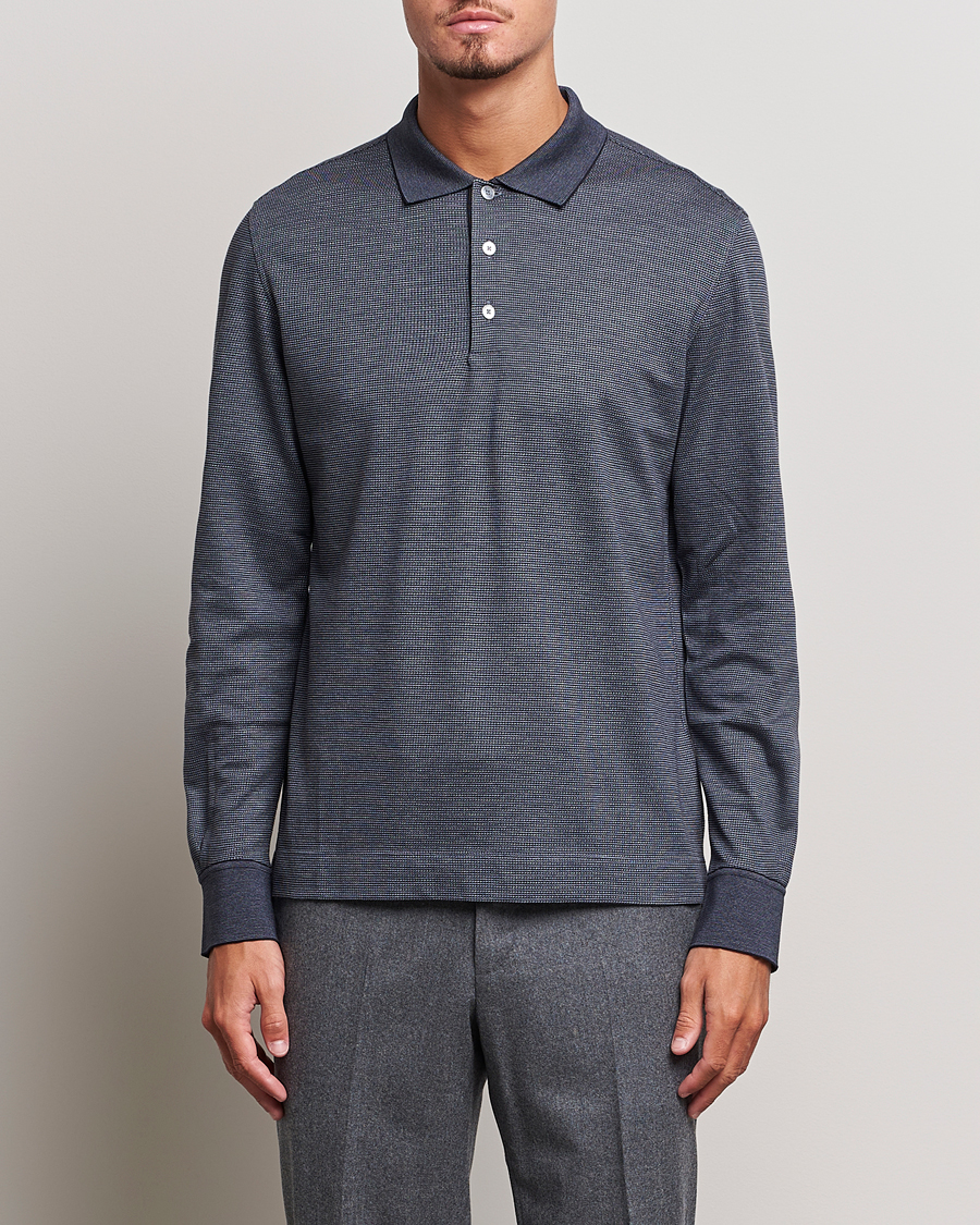 Heren | Truien | Zegna | Cotton/Silk Long Sleeve Polo Dark Blue