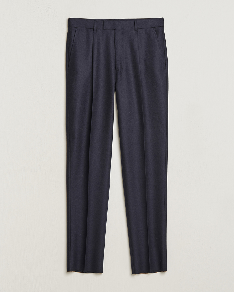 Heren | Broeken | Zegna | Pleated Flannel Trousers Navy