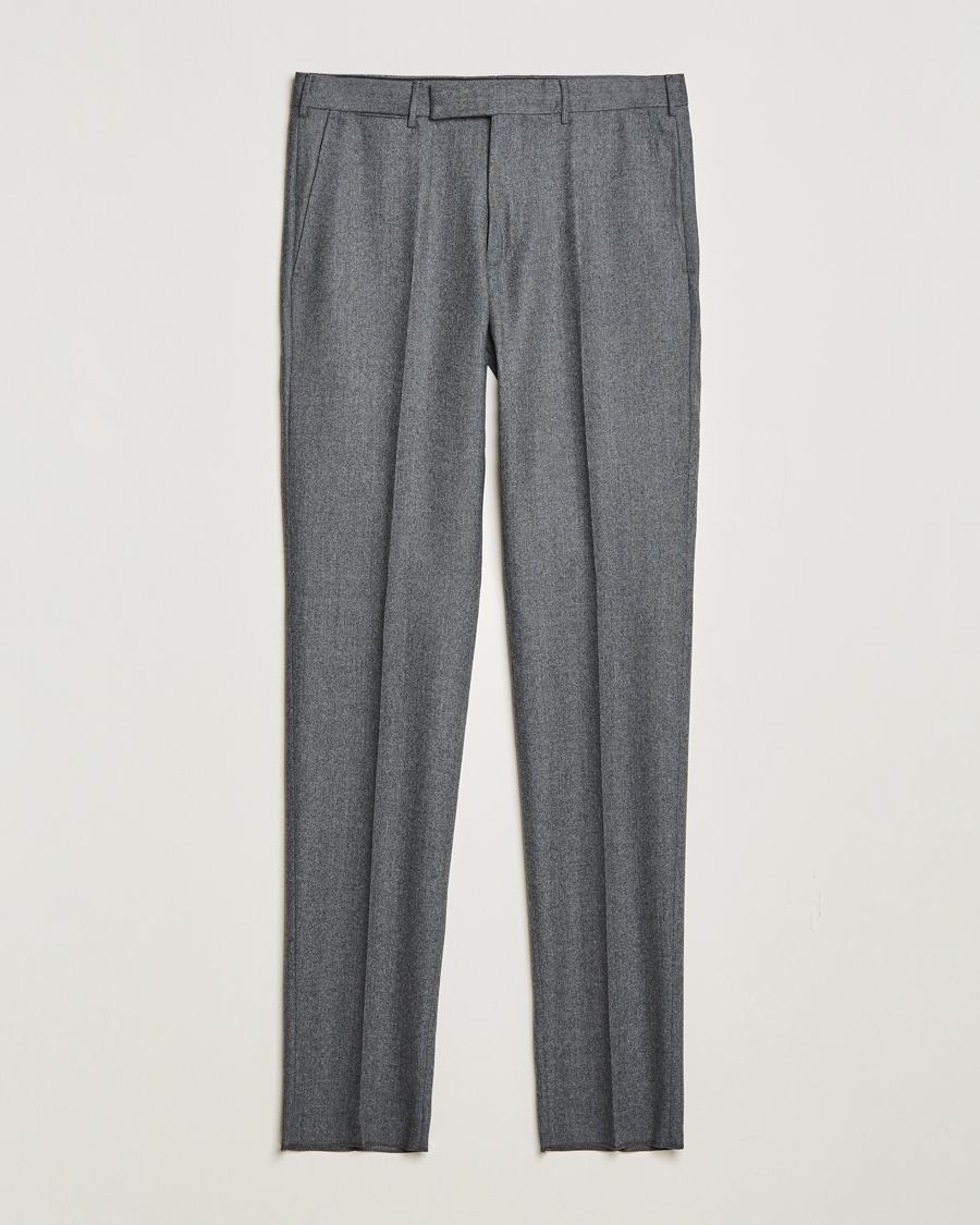 Heren | Zegna | Zegna | Carded Flannel Trousers Grey Melange