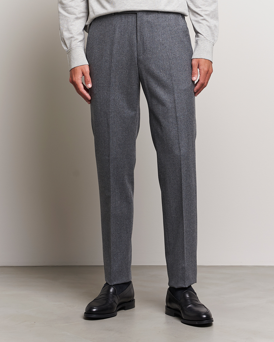 Heren | Broeken | Zegna | Carded Flannel Trousers Grey Melange