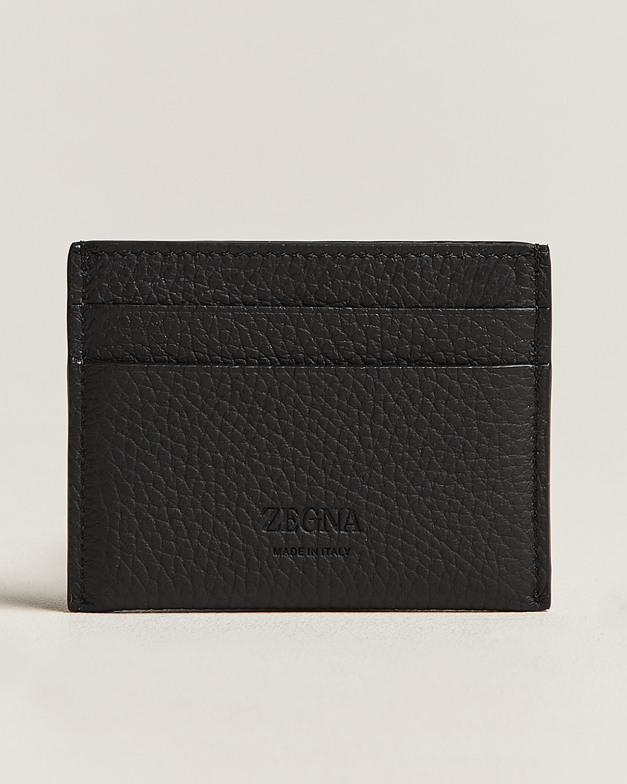 Heren | Zegna Grain Leather Card Holder Black | Zegna | Grain Leather Card Holder Black