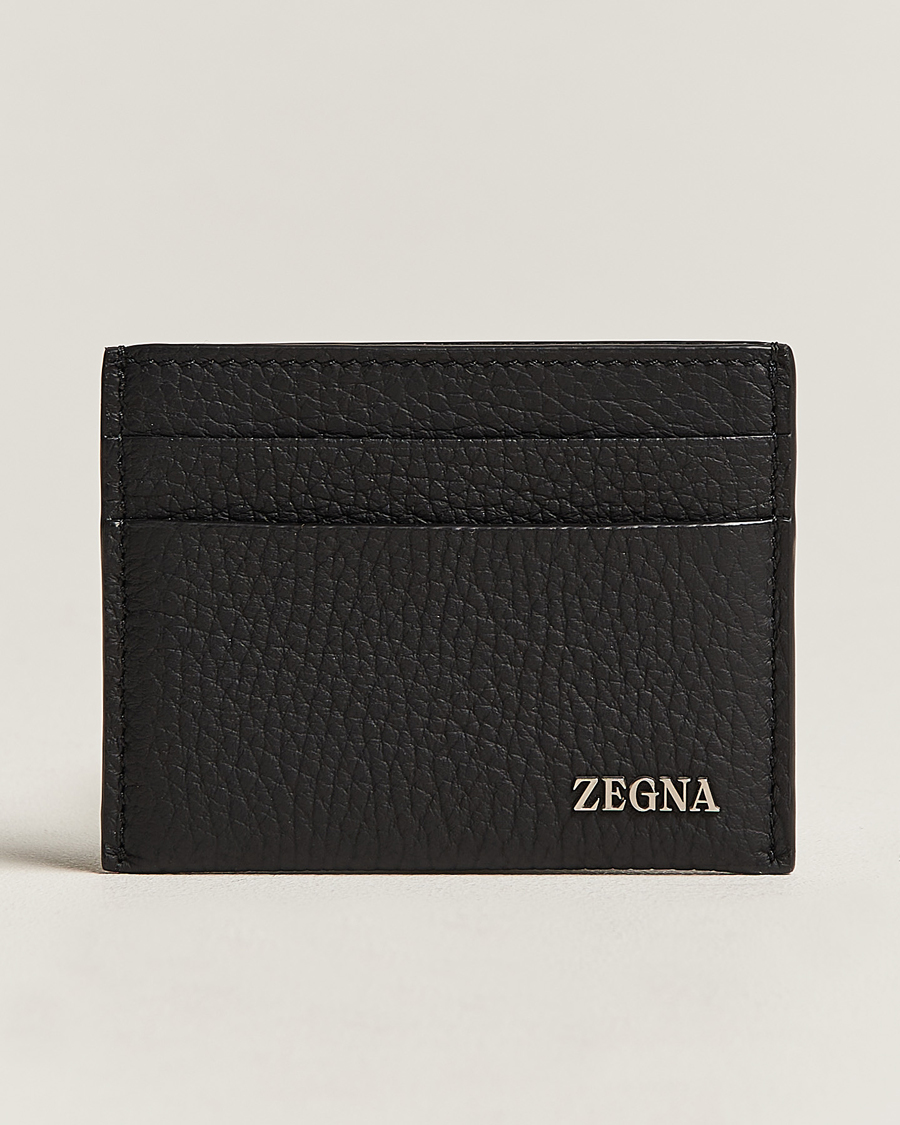 Heren | Zegna Grain Leather Card Holder Black | Zegna | Grain Leather Card Holder Black