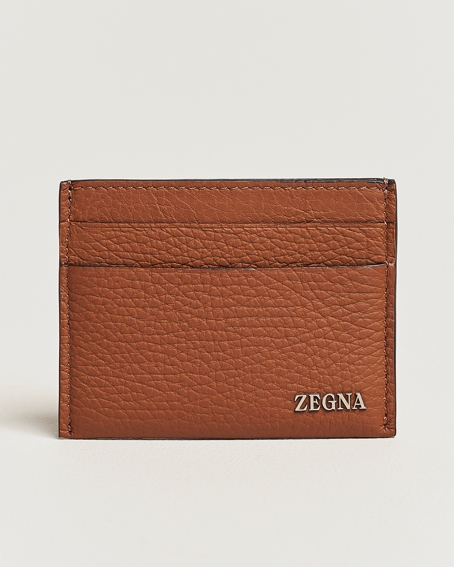 Heren | Zegna | Zegna | Grain Leather Card Holder Brown