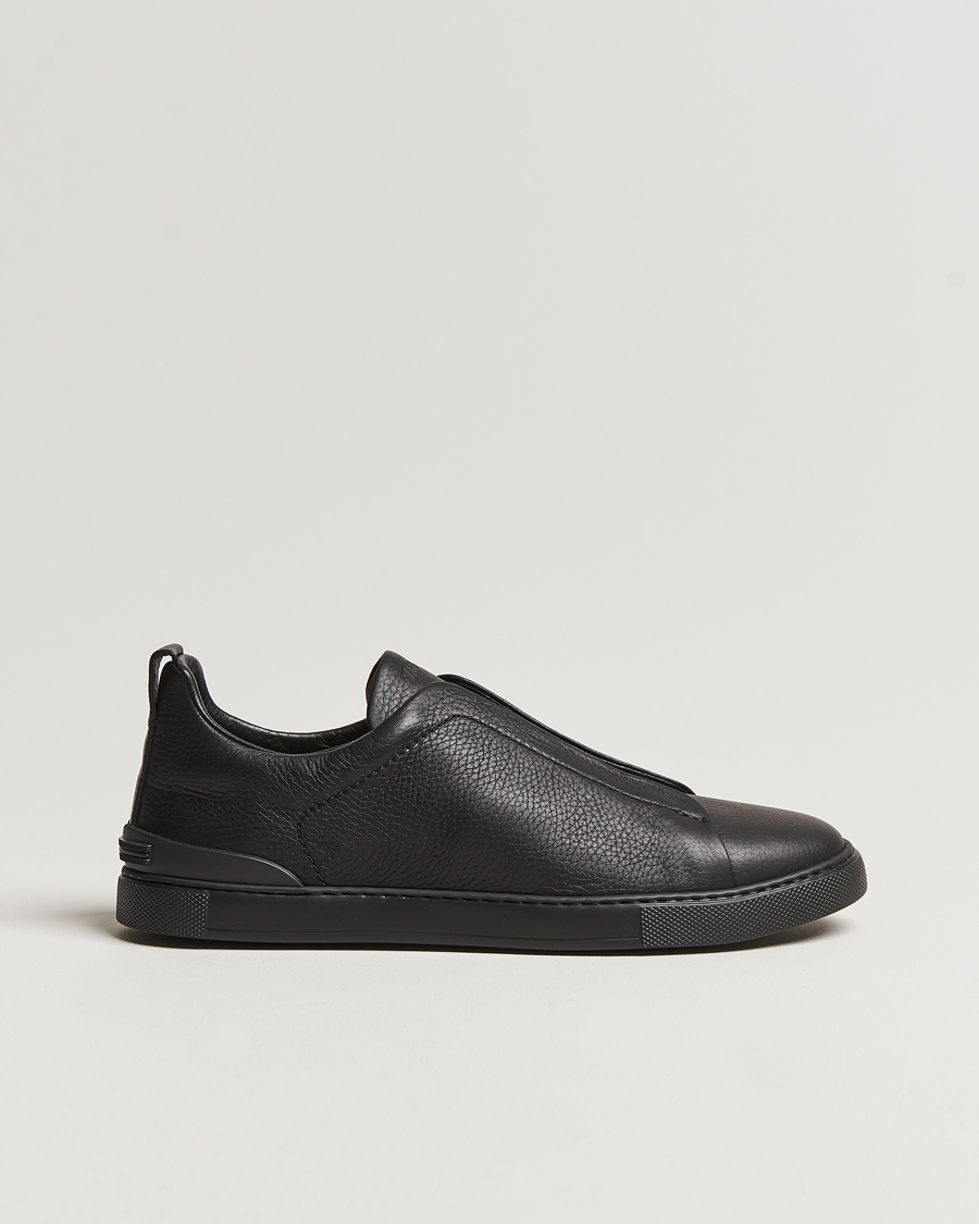 Heren | Zegna Triple Stitch Sneakers Full Black Deerskin | Zegna | Triple Stitch Sneakers Full Black Deerskin