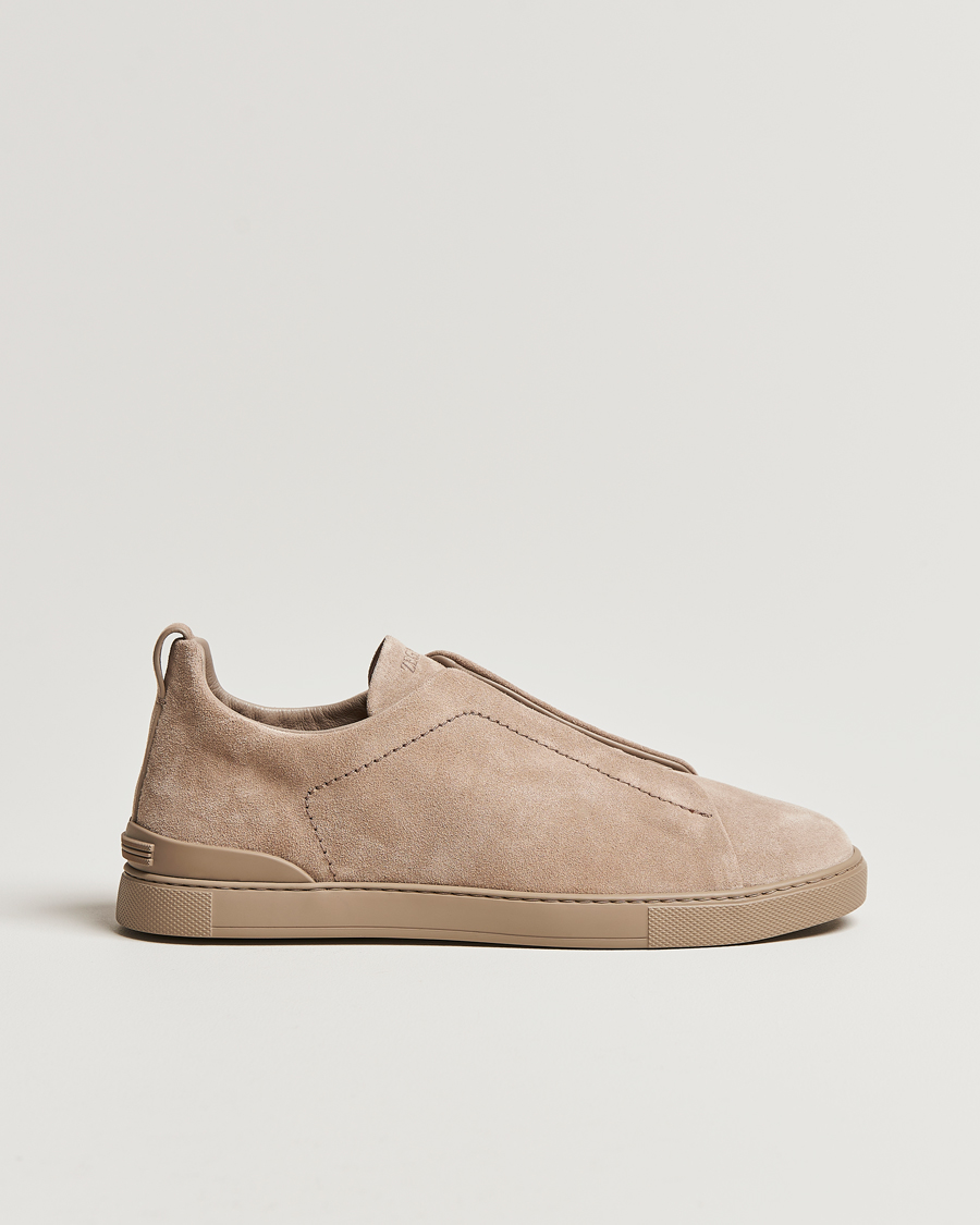 Heren | Zegna Triple Stitch Sneakers Full Beige Suede | Zegna | Triple Stitch Sneakers Full Beige Suede