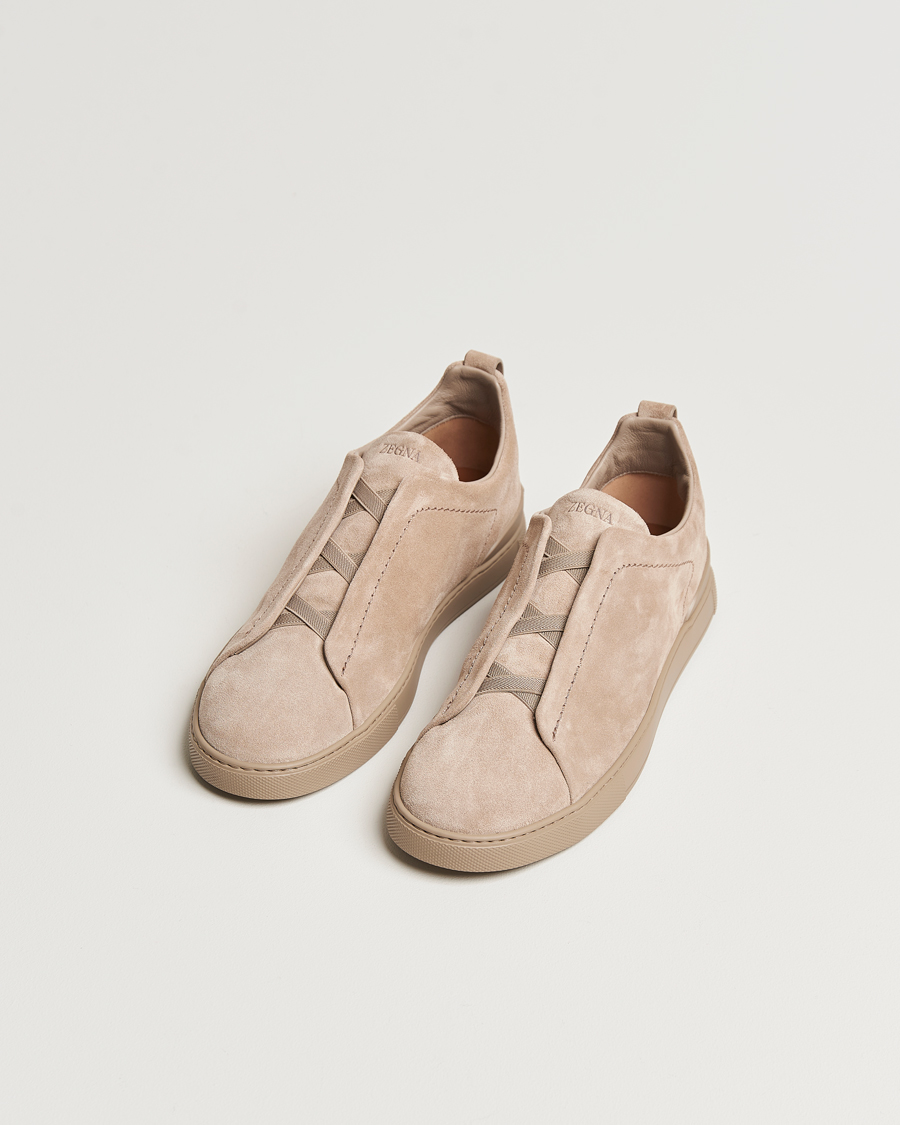 Heren | Zegna Triple Stitch Sneakers Full Beige Suede | Zegna | Triple Stitch Sneakers Full Beige Suede