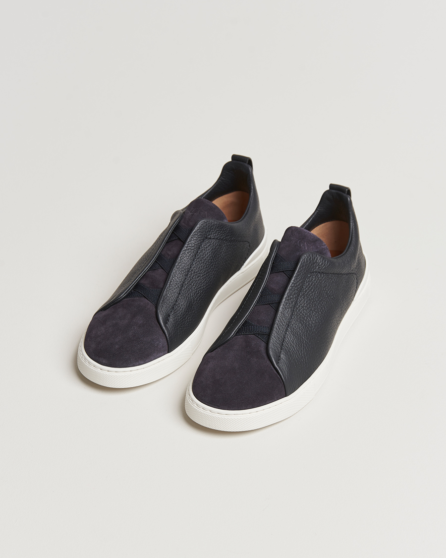 Heren | Zegna Triple Stitch Bi-Material Sneakers Navy | Zegna | Triple Stitch Bi-Material Sneakers Navy