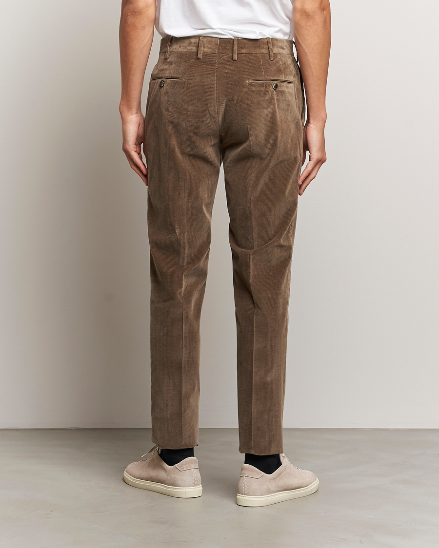 Heren | Broeken | PT01 | Slim Fit Pleated Corduroy Trousers Taupe