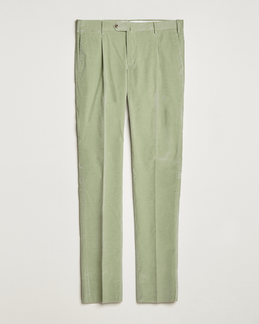 Heren | Broeken | PT01 | Slim Fit Pleated Corduroy Trousers Mint