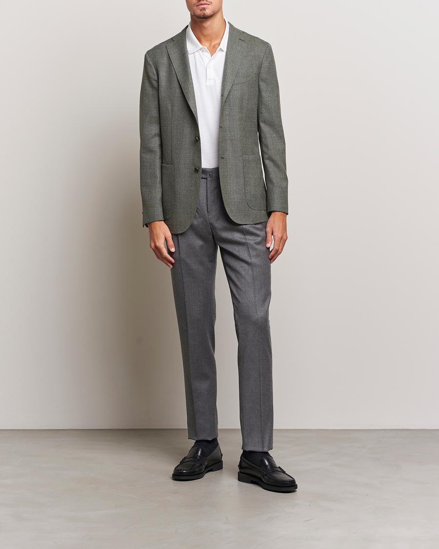 Heren | Broeken | PT01 | Slim Fit Pleated Flannel Trousers Grey Melange