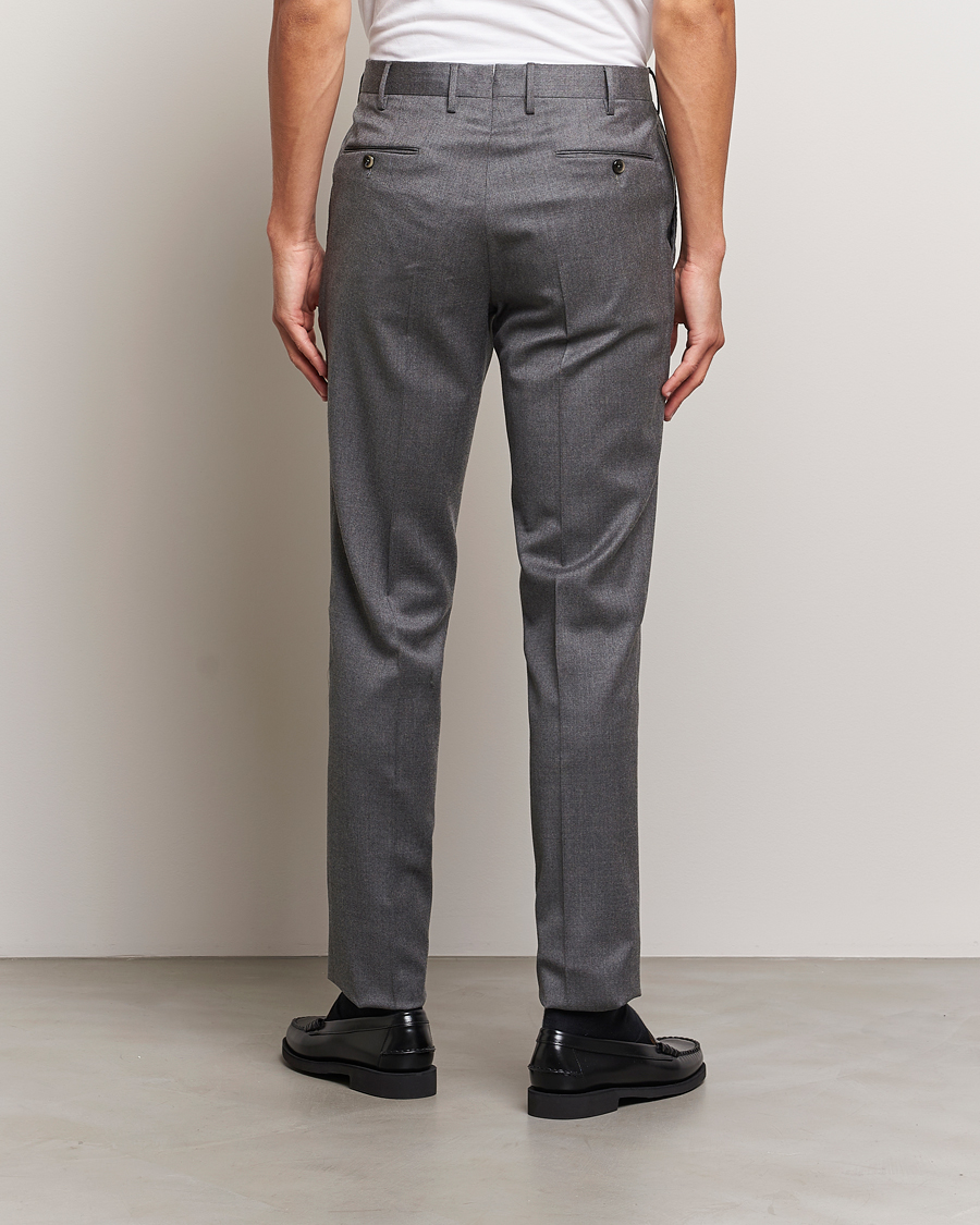 Heren | Broeken | PT01 | Slim Fit Pleated Flannel Trousers Grey Melange