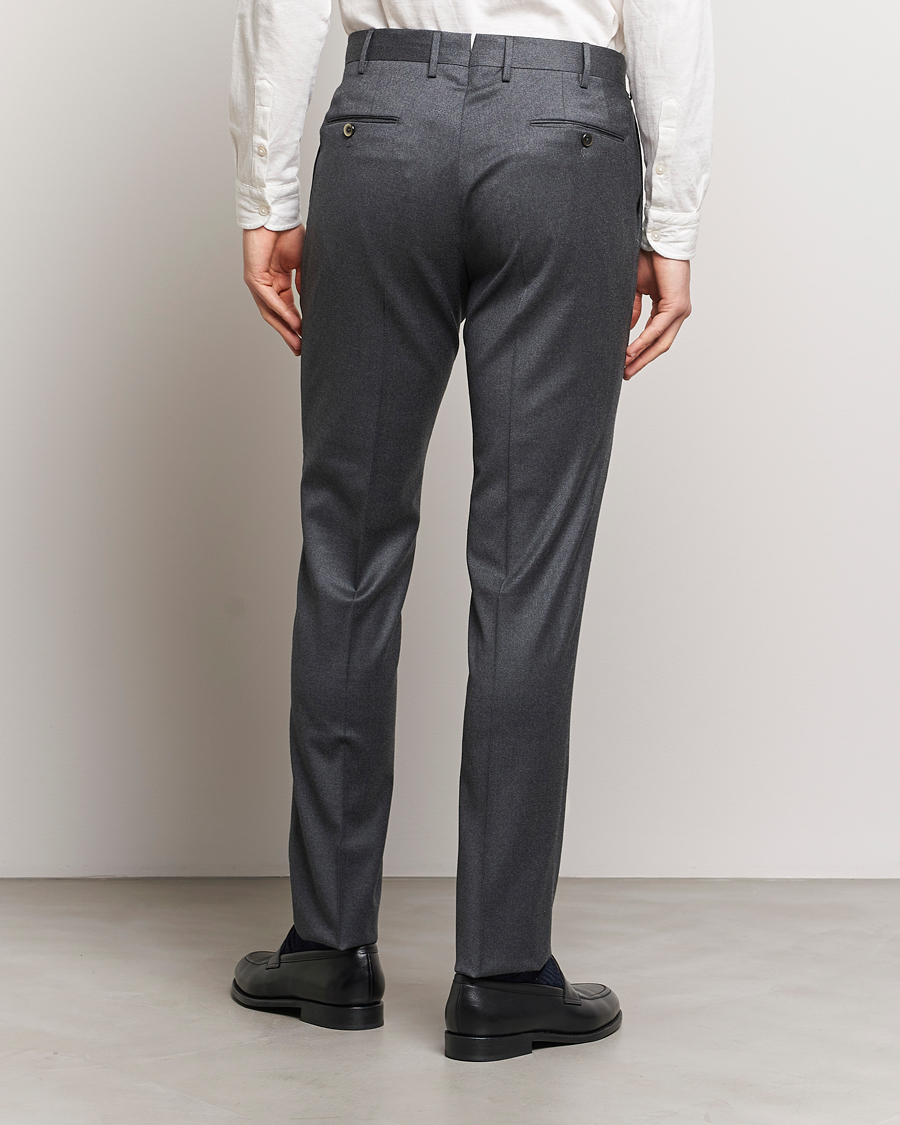 Heren | Broeken | PT01 | Slim Fit Pleated Flannel Trousers Dark Grey