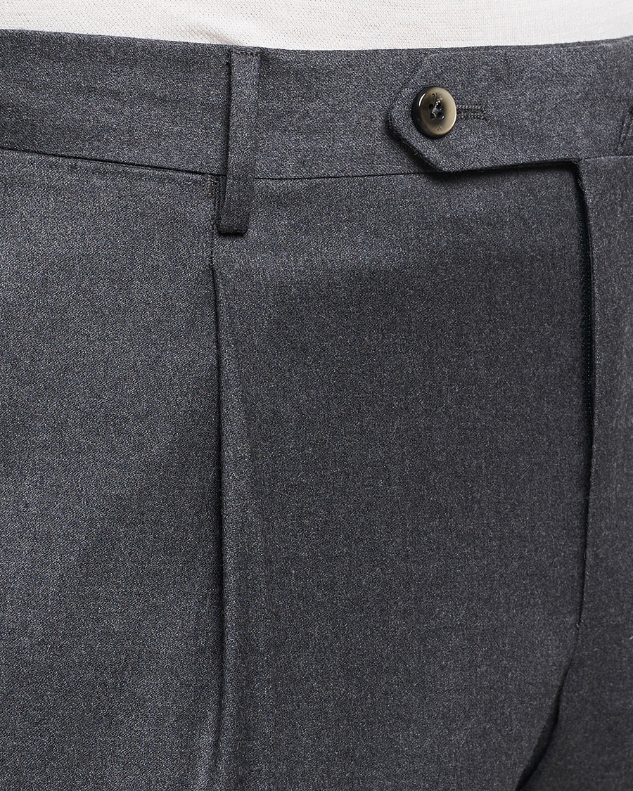 Heren | Broeken | PT01 | Slim Fit Pleated Flannel Trousers Dark Grey