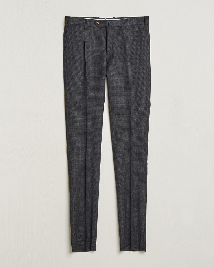 Heren | PT01 | PT01 | Slim Fit Pleated Houndstooth Trousers Medium Grey