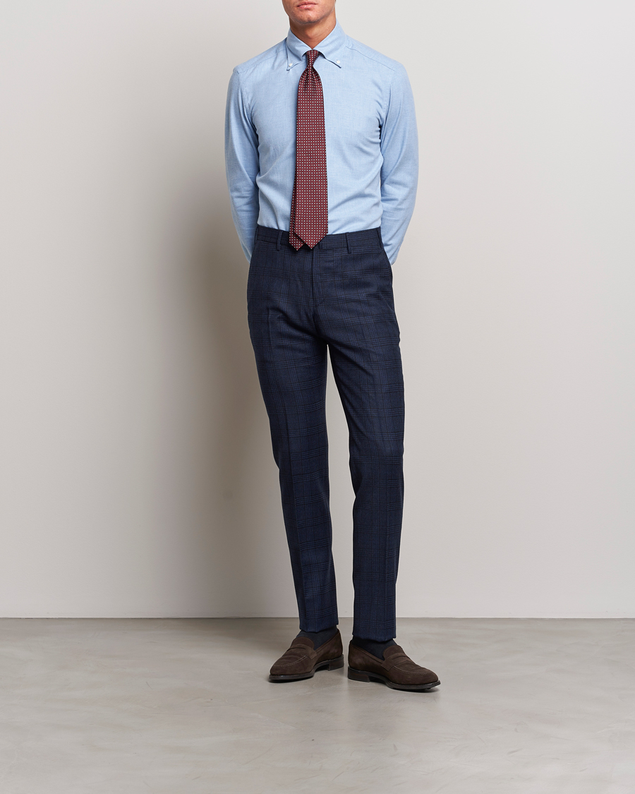 Heren | Broeken | PT01 | Slim Fit Prince Of Wales Wool Trousers Navy
