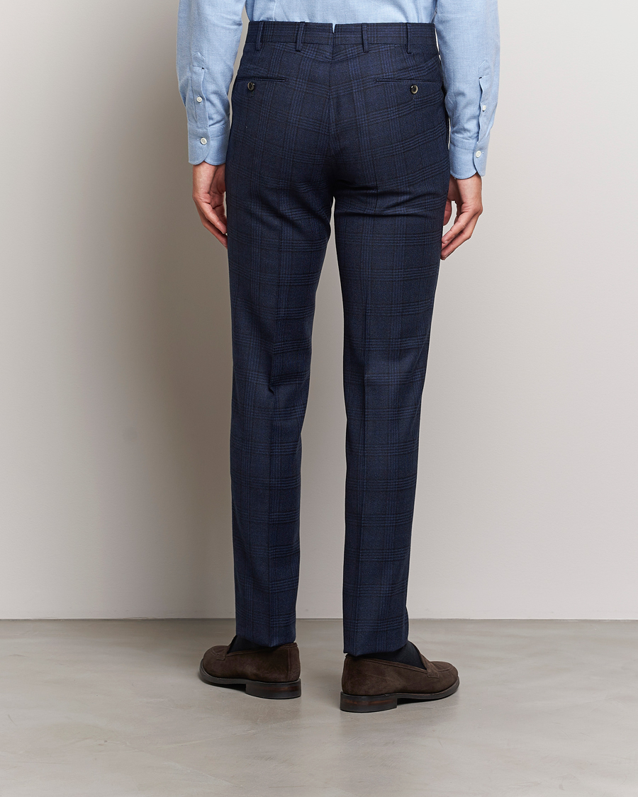 Heren | Broeken | PT01 | Slim Fit Prince Of Wales Wool Trousers Navy