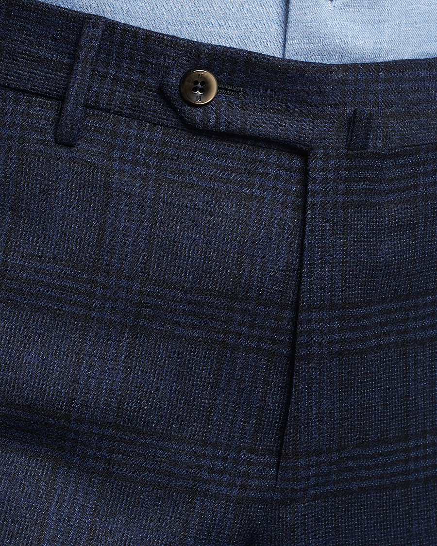 Heren | Broeken | PT01 | Slim Fit Prince Of Wales Wool Trousers Navy