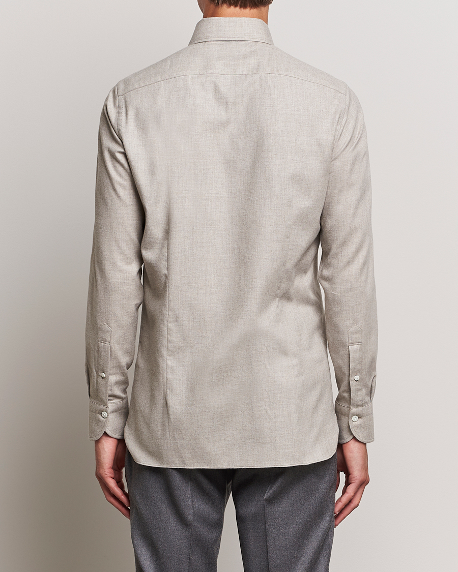Heren | Overhemden | 100Hands | Cotton/Cashmere Button Down Flannel Shirt Taupe