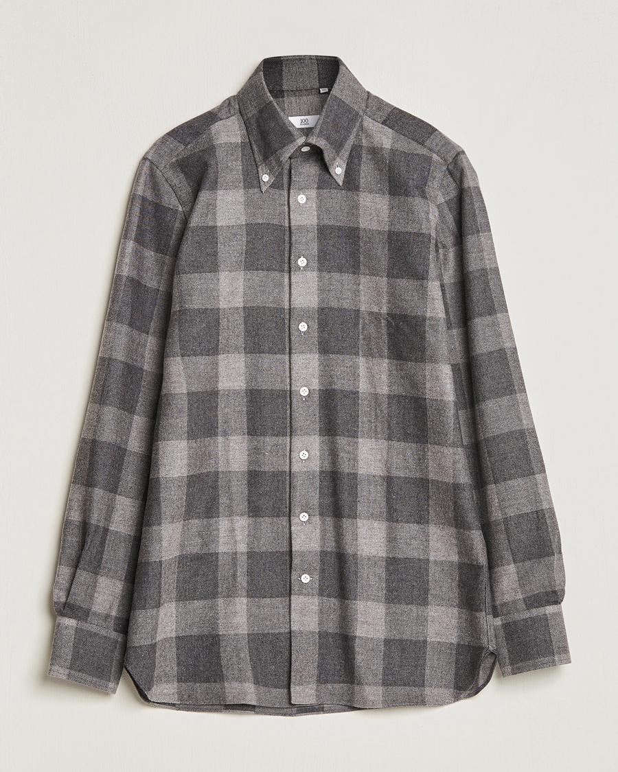 Heren | Overhemden | 100Hands | Large Checked Flannel Shirt Grey