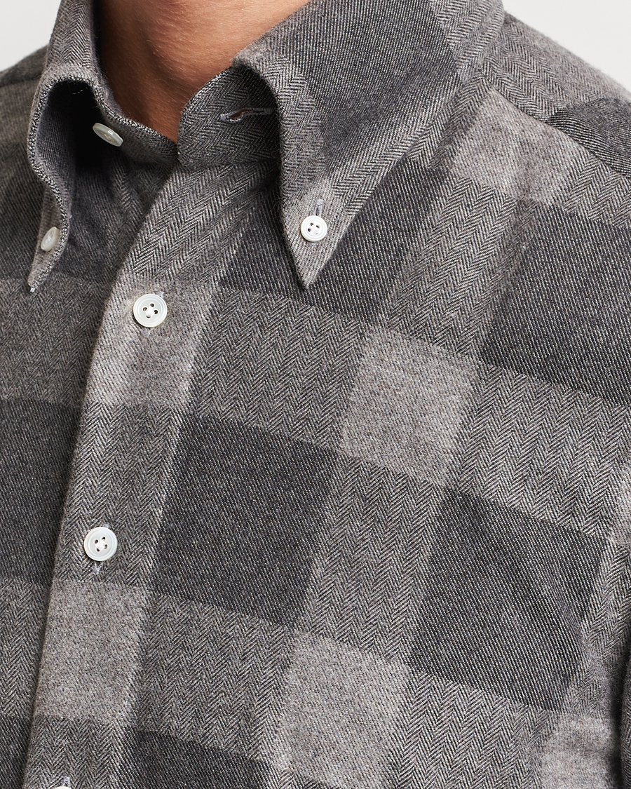 Heren | Overhemden | 100Hands | Large Checked Flannel Shirt Grey
