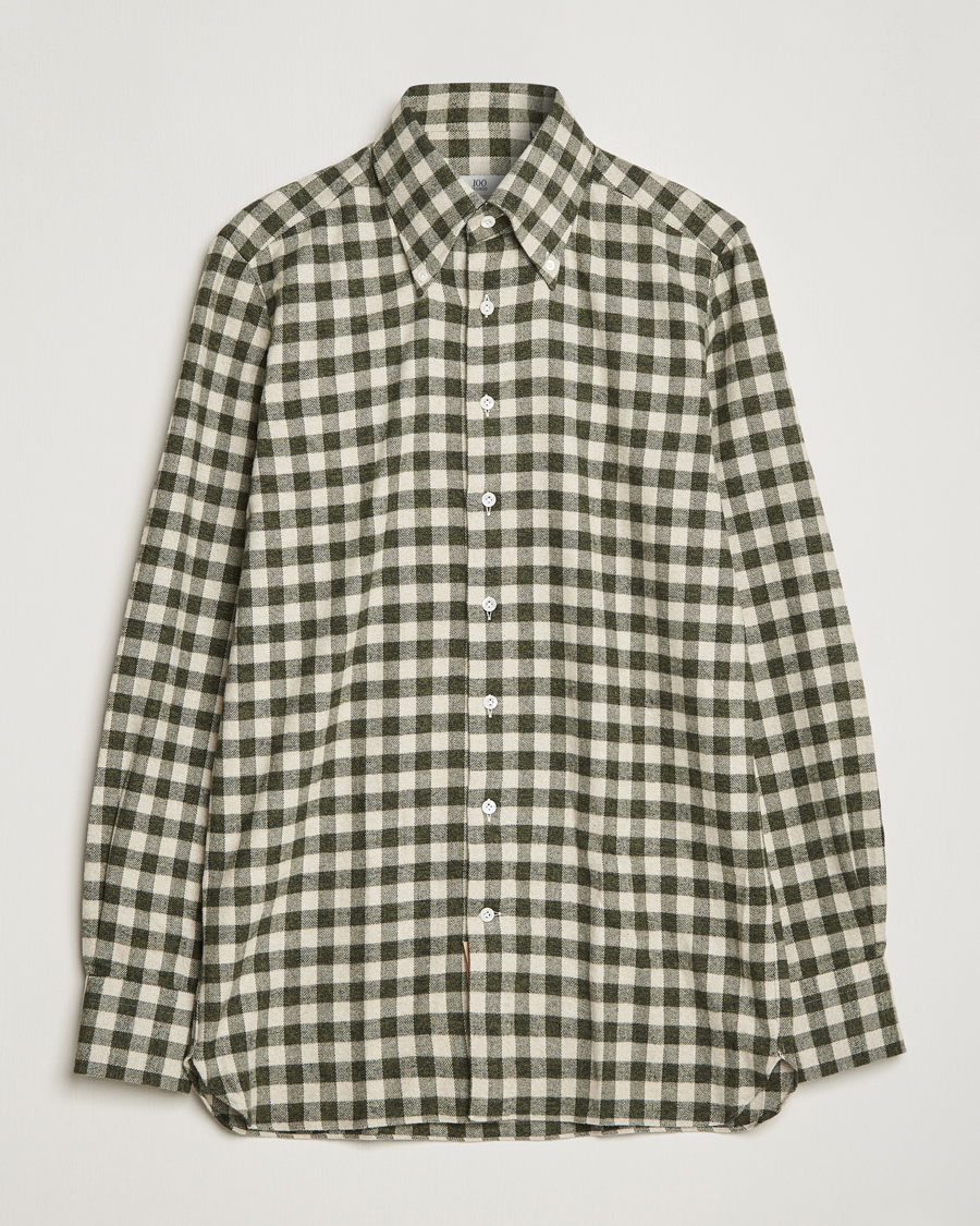 Heren | Overhemden | 100Hands | Checked Cotton Flannel Shirt Green Grey