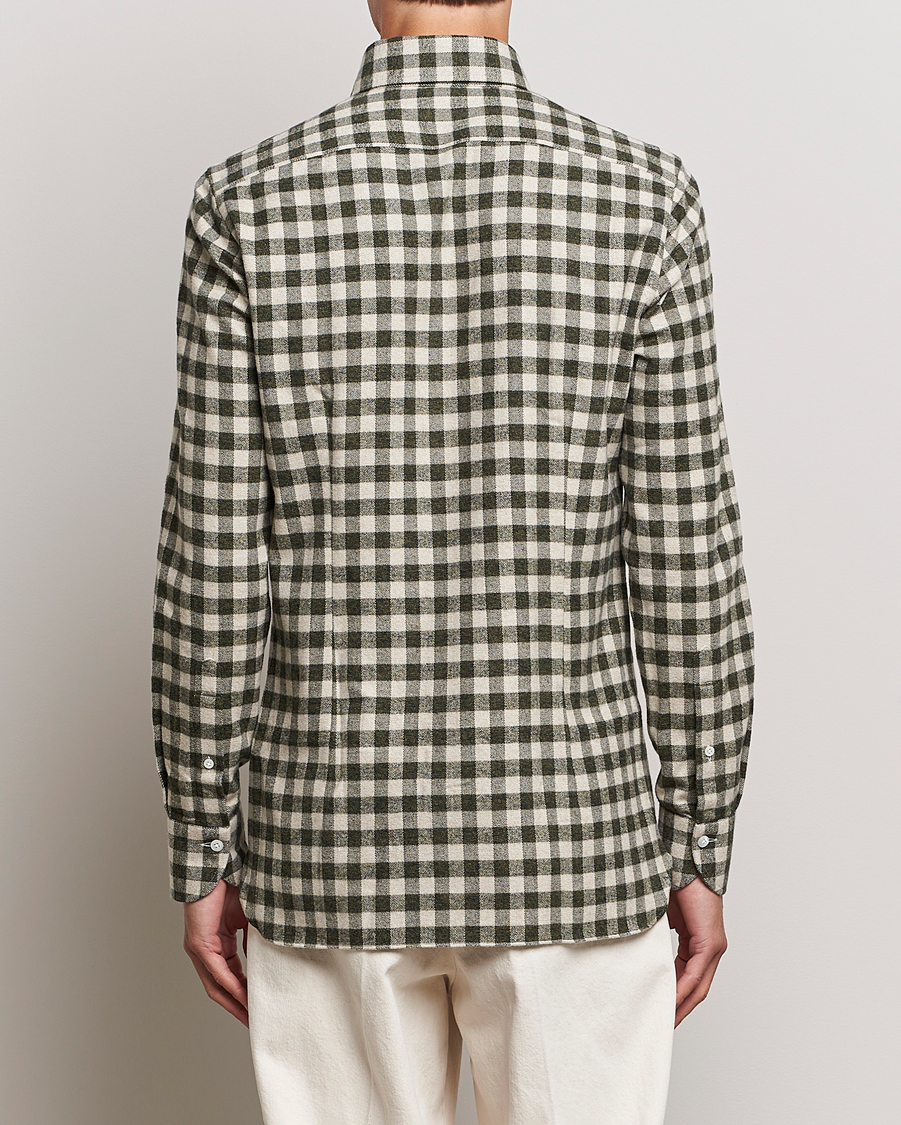 Heren | Overhemden | 100Hands | Checked Cotton Flannel Shirt Green Grey