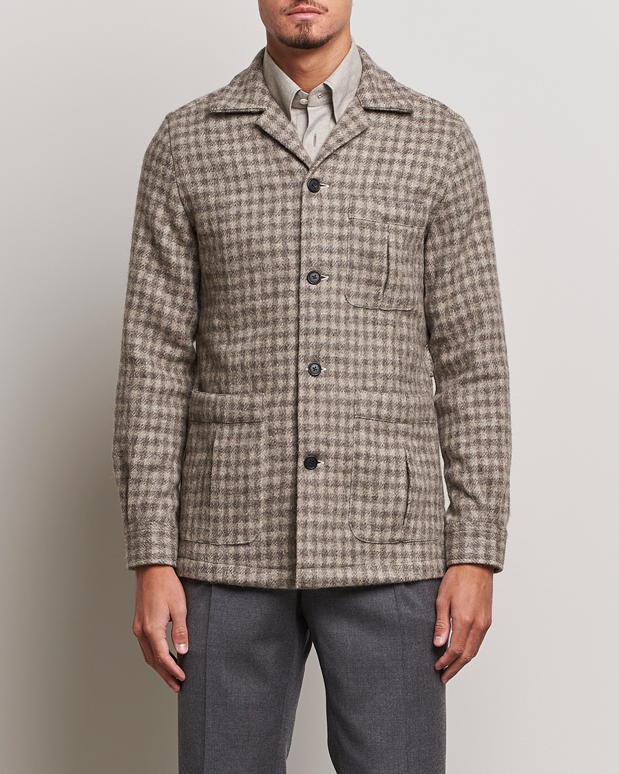 Heren | Overhemden | 100Hands | Fox Brothers Checked Wool Travellers Jacket Brown