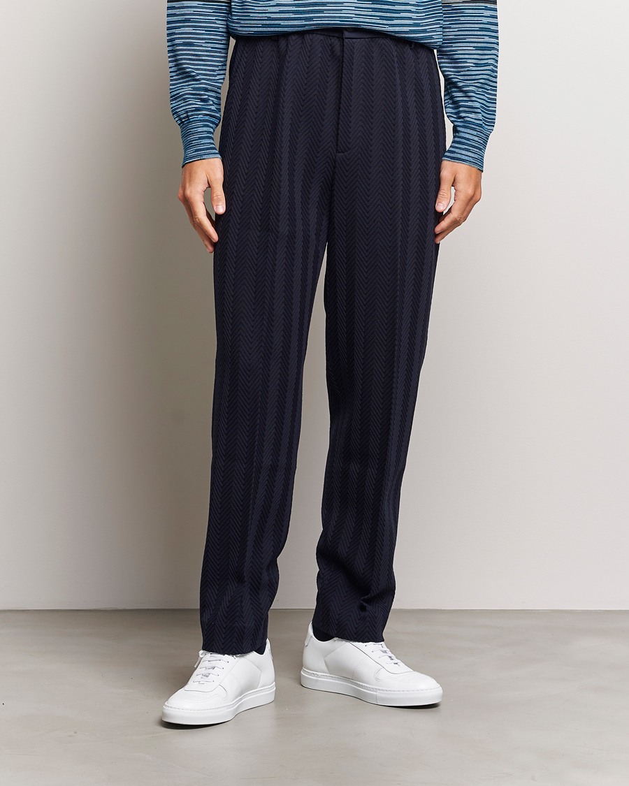 Heren | Broeken | Missoni | Tonal Zig-Zag Trousers Navy