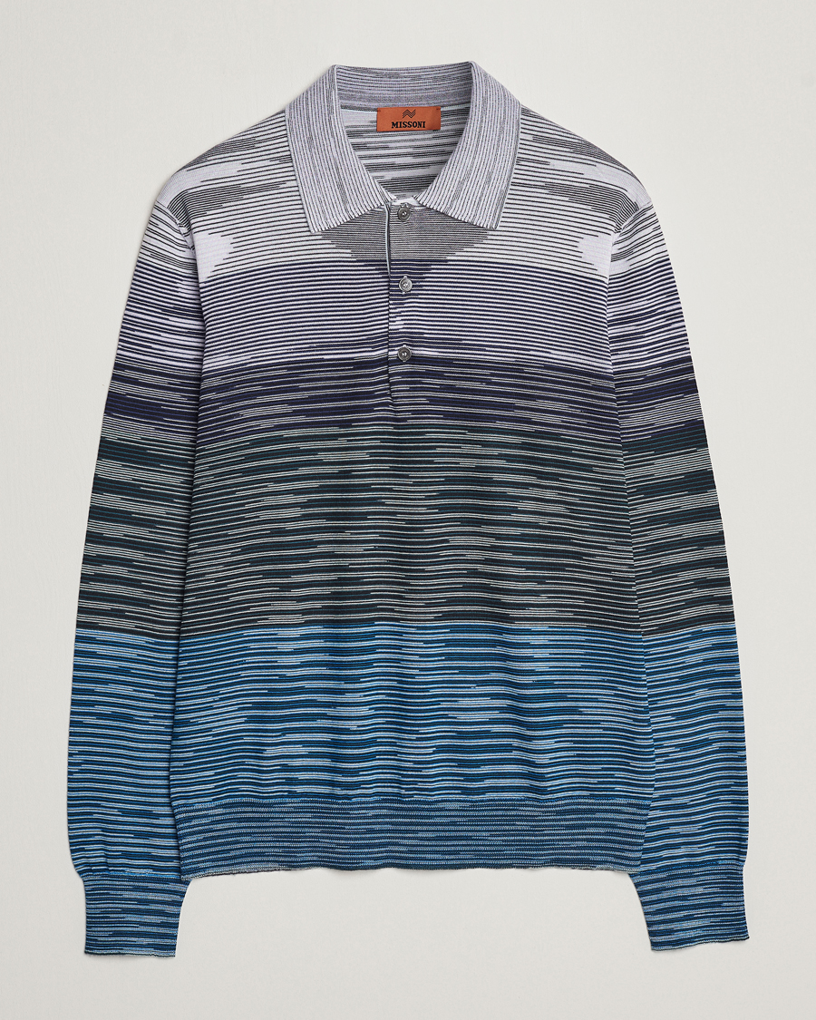 Heren | Truien | Missoni | Space Dyed Long Sleeve Polo Blue/Black