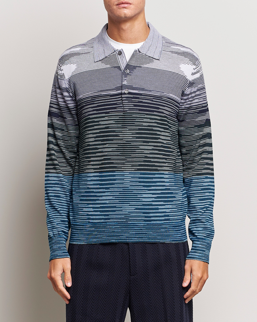 Heren | Truien | Missoni | Space Dyed Long Sleeve Polo Blue/Black