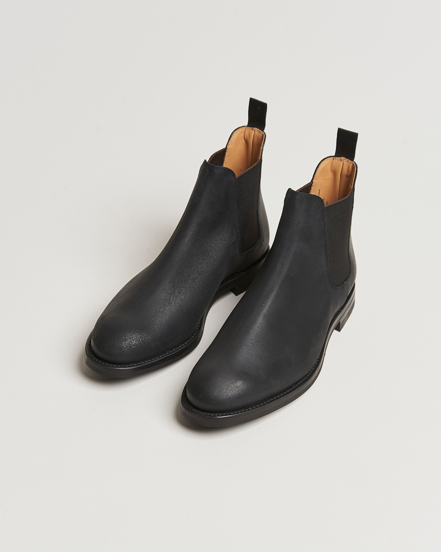 Heren | Handgemaakte schoenen | Crockett & Jones | Chelsea 5 Black Rough-Out Suede