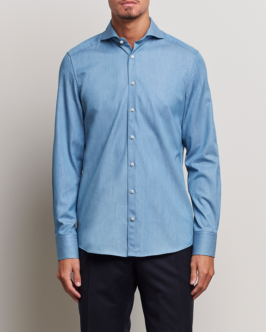 Heren | Afdelingen | Stenströms | 1899 Slim Denim Twill Shirt Indigo