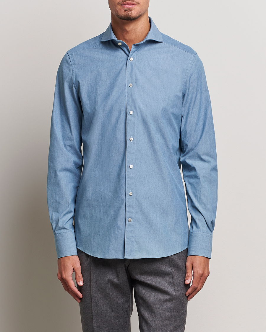 Heren | Afdelingen | Stenströms | 1899 Slim Denim Poplin Shirt Indigo