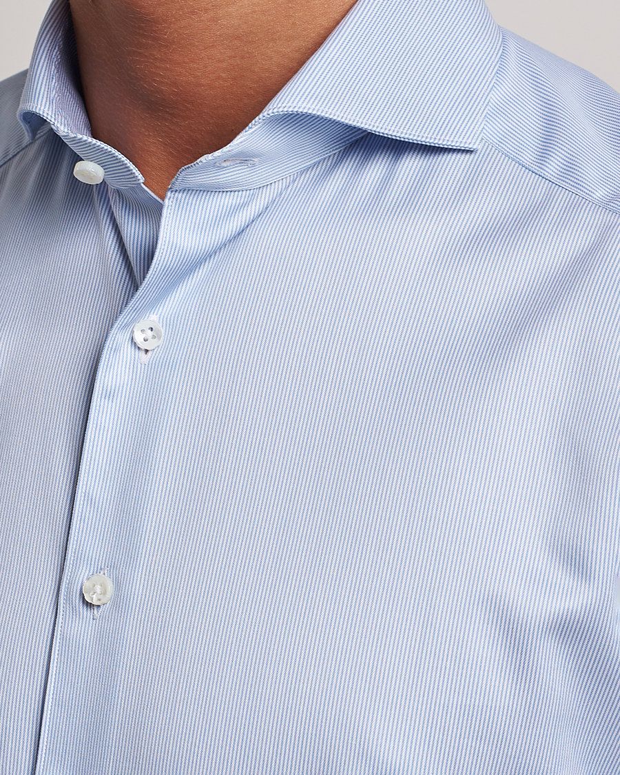 Heren | Overhemden | Stenströms | 1899 Slim Supima Cotton Twill Stripe Shirt Blue