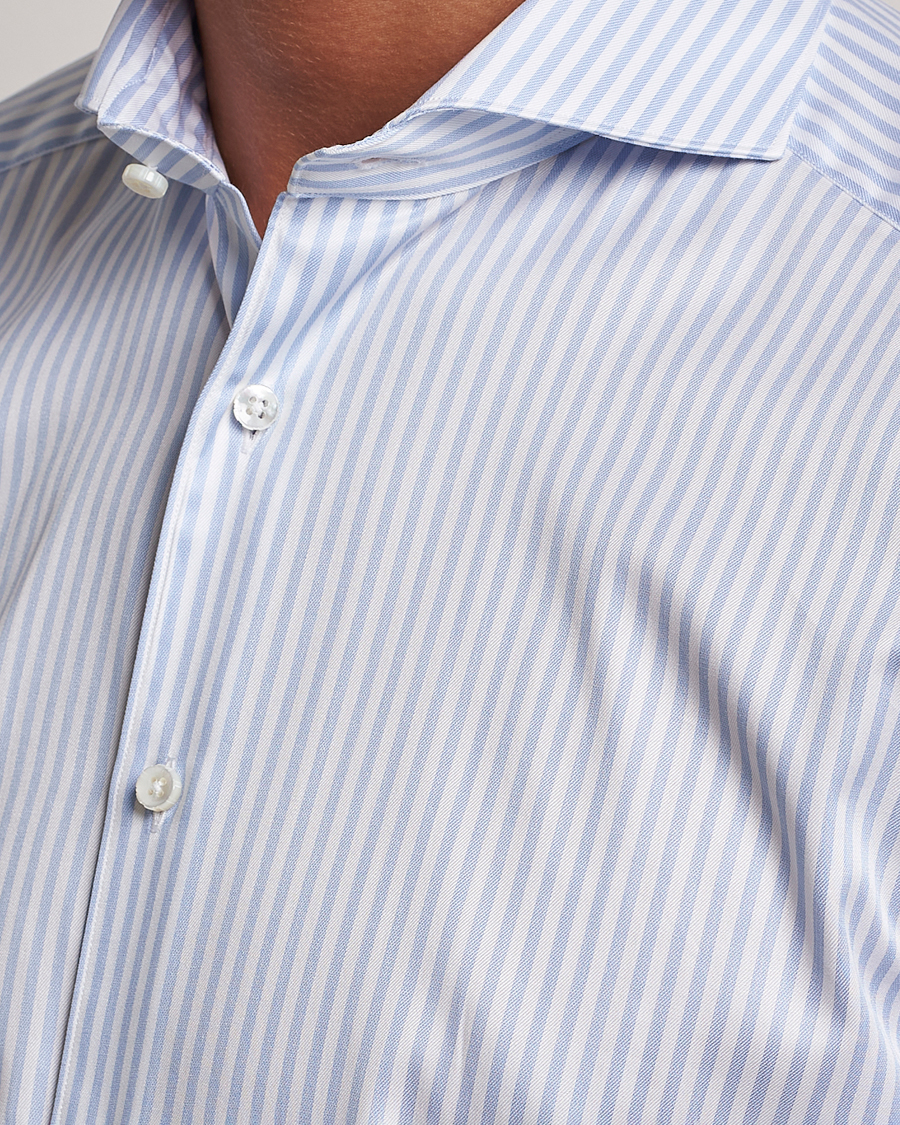 Heren | Overhemden | Stenströms | 1899 Slim Supima Cotton Stripe Shirt Blue