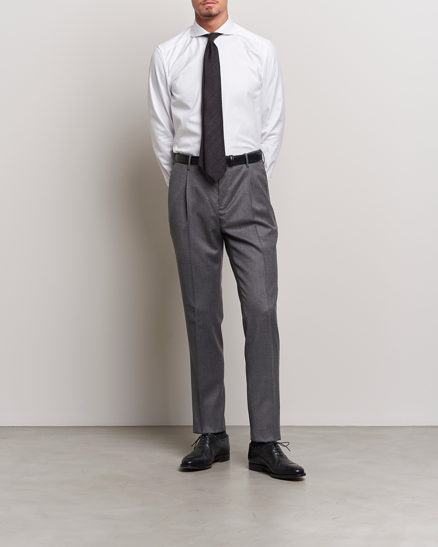 Heren | Zakelijke overhemden | Stenströms | 1899 Slim Supima Cotton Twill Shirt White