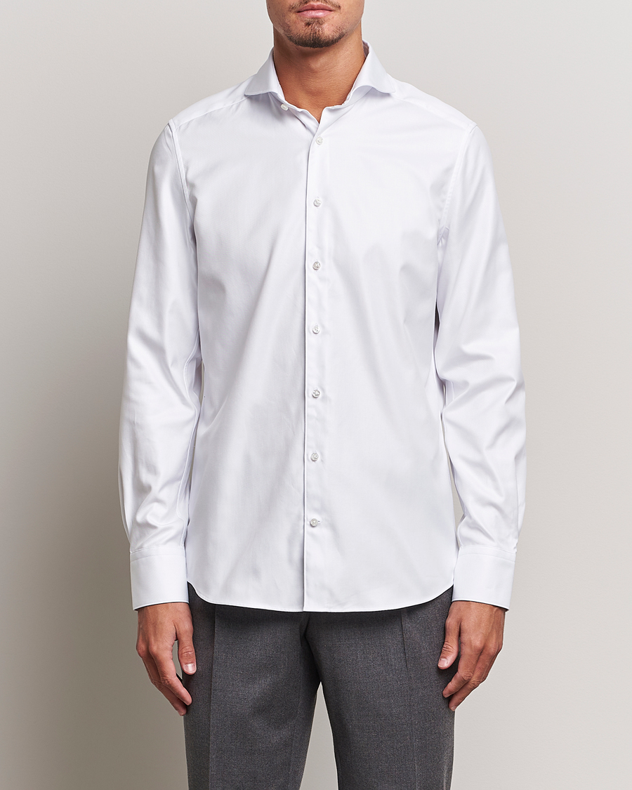Heren | Stenströms | Stenströms | 1899 Slim Supima Cotton Twill Shirt White