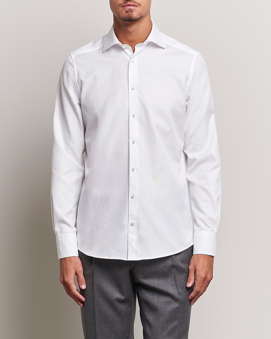 Heren | Overhemden | Stenströms | 1899 Slim Cotton Royal Oxford Shirt White
