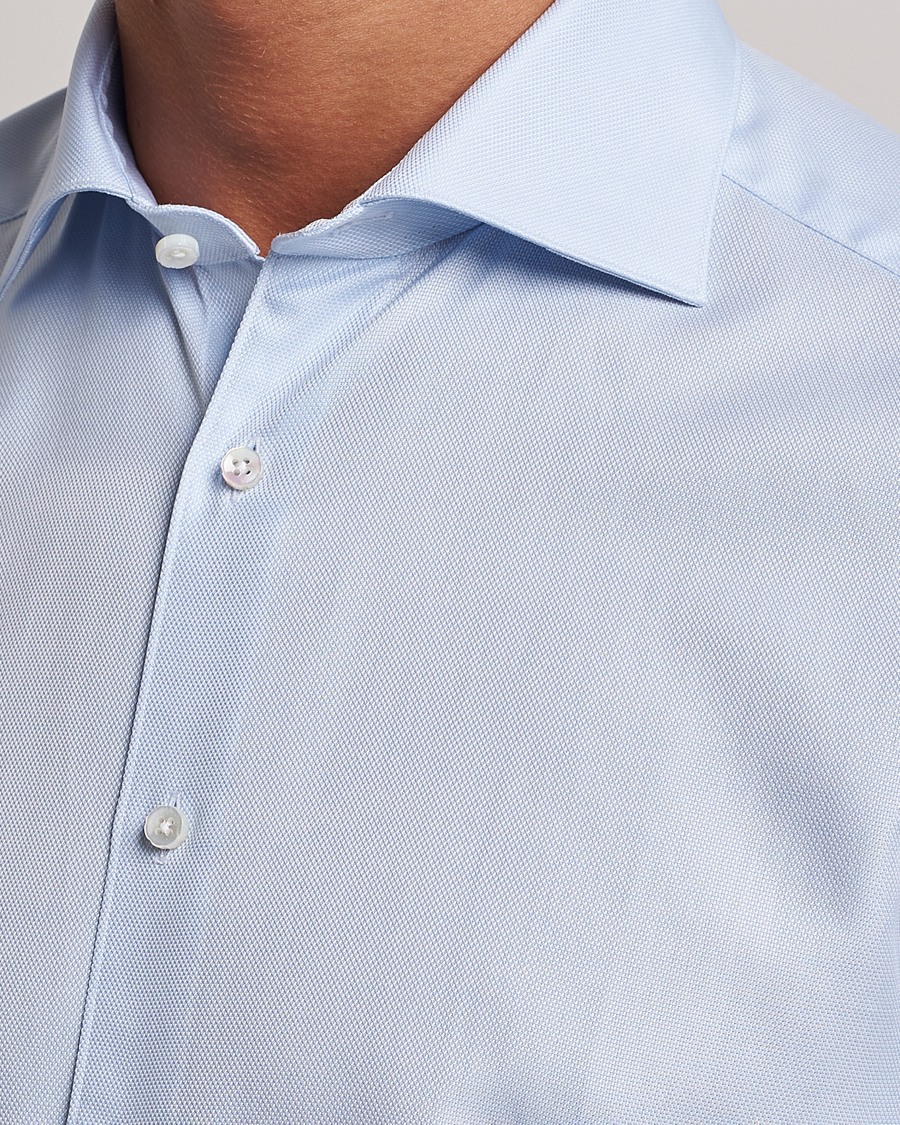 Heren | Overhemden | Stenströms | 1899 Slim Cotton Royal Oxford Shirt Light Blue